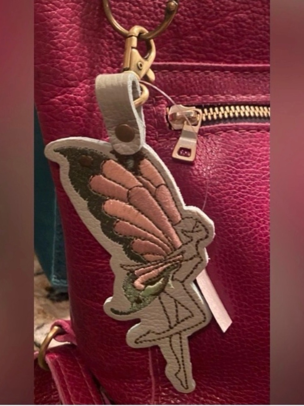 Portland Leather pistachio fairy bag charm - NEW